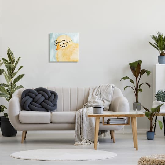 Stupell Industries Easter Chick Yellow Bird Black Glasses Animal Portrait Canvas Wall Art